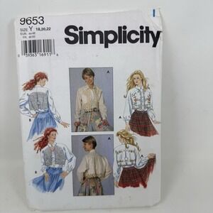 Vtg 90's Simplicity 9653 Blouse Fancy Western Shirt Sewing Pattern 18-22 UNCUT